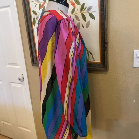 Vintage L.Magnin striped cotton openfront beach cover - Picture 9 of 10